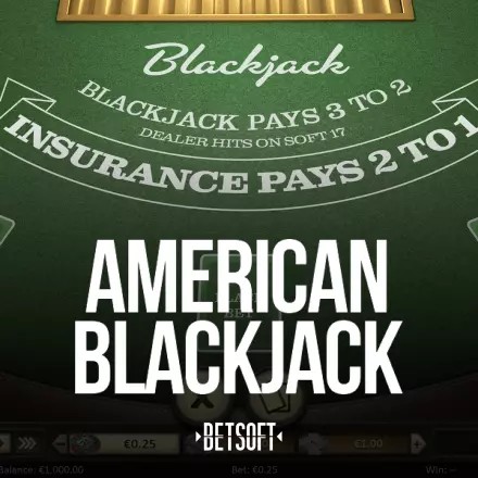 American Blackjack slot visual from Betsoft Gaming available on vemabetcasino.pt